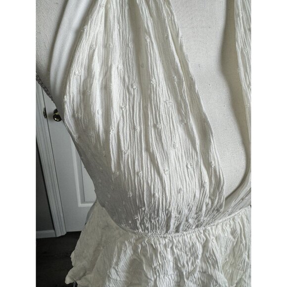 NWT Lulu’s All About Bliss White Swiss‎ Dot Tiered Halter Mini Dress Size Small - Picture 4 of 12
